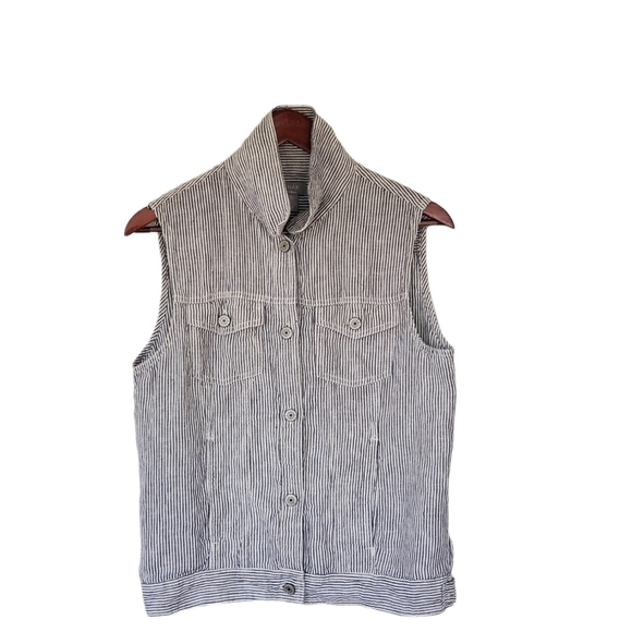 Kenar Tops - Kenar 100% Linen Sleeveless Collar Top